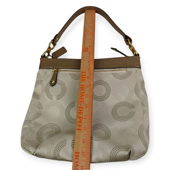 Coach Olive Brown and Cream CC Signature Patterned Shoulder Bag Handbag Purse - Picture 9 of 13